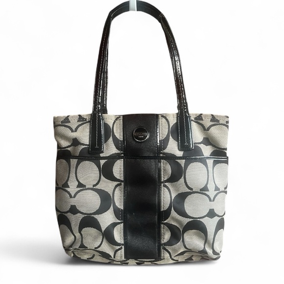 Coach Signature Stripe Canvas Shoulder Bag - Picture 1 of 11